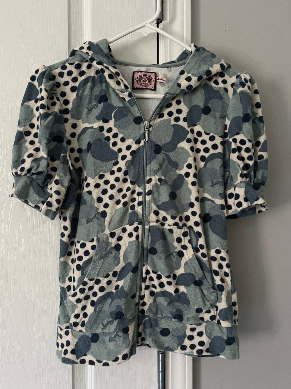 Juicy Couture Short Sleeve Hoodie Jacket Top Y2K